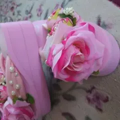 韓国サンダルお花が華やかイッパイ♥️ピンク新品未使用♪のサムネイル