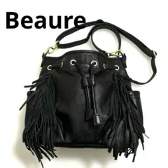 ✨Beaure ✨レザー　ショルダーバッグ　ブラック　調整可能　フリンジ