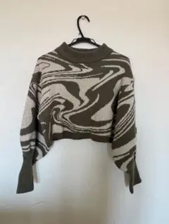 one way マーブル模様 クロップドニット