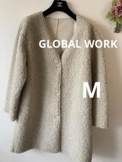 GLOBAL WORK ボア Vネックコート　アイボリー サイズM