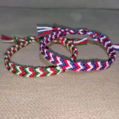 ミサンガ　２本セット　トリコロール　ハンドメイド