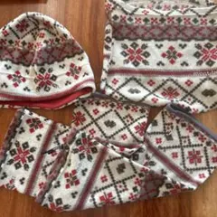 montbell フリース帽子、ネックウォーマー、レッグウォーマー3点セット