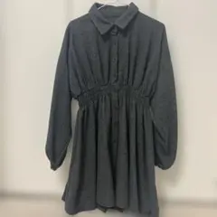 ダークグレー シャツワンピース M