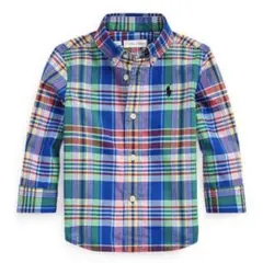 【美品】Ralph Lauren チェック柄長袖ポロシャツ 18M 85cm