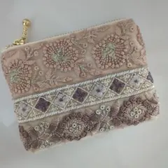 インド刺繍リボン　ミニミニポーチ