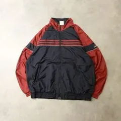 アディダス古着adidasナイロンジャケット刺繍ロゴブラックレッド黒赤DB524