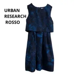 【アーバンリサーチロッソ】ノースリーブワンピース 　総柄　ブラック　ブルー　F