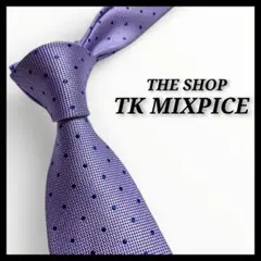 ✨極美品✨ティーケーミクスパイス　ネクタイ　ドット柄　パープル✕パープル　シルク