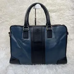 【大容量】コーチ　coach レザー　黒　青　ビジネスバッグ　A4