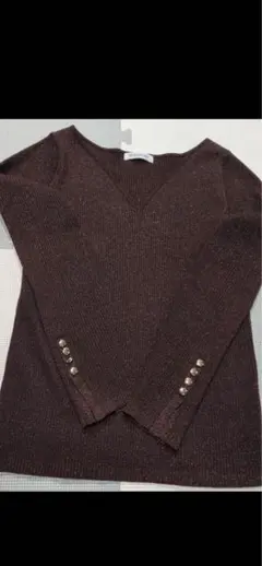 ナチュラルビューティーベーシック★ニュアンスネックラメリブニット