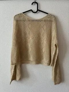 BEAUTY&YOUTH ベージュ レース編み サマーニット