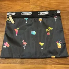 LeSportsac ブラックポーチ フラワーとカクテル