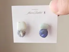 天然石　パワーストーン　ピアス　アマゾナイト　青　透明　綺麗