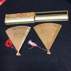 (竹製)透かし彫り扇子2本セット