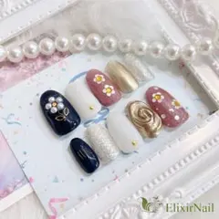 No.318【現品限り】ネイルチップ　ニュアンス　花　フラワー