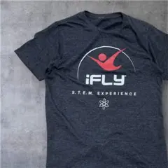 iFLY STEMロゴTシャツ 黒 杢チャコール 古着 半袖 US古着