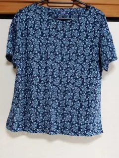 【PART2ジュンコシマダ】花柄 ペイズリー半袖トップス ネイビー