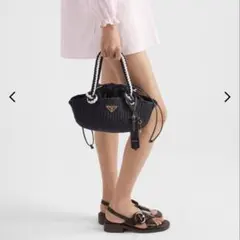 ⭐︎みけま　PRADA かごバッグ スモール クロシェxレザー トートバッグ ⭐︎みけま様専用 PRADA かごバッグ スモール クロシェxレザー トート