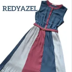 【美品】REDYAZELバイカラー プリーツ ワンピース ノースリーブ S