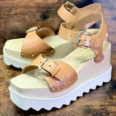 ☆即発 ステラマッカートニー エリス サンダル 厚底 レザー ブラウン 定番のサムネイル