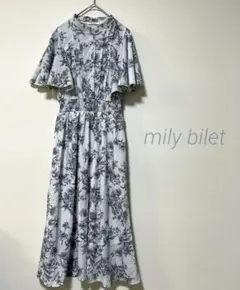 mily bilet✳︎ 大人ガーリー　花柄フレア袖ワンピース （オフホワイト）