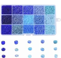 HappyHome ビーズ 手芸 アクセサリー ガラスビーズ 丸 3mm ブルー