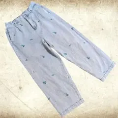 サマンサモスモス 刺繍入りデニム/ツイルカーブパンツ Lサイズ