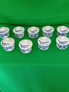 蓋付き 湯呑み 9点セット 染付 陶器