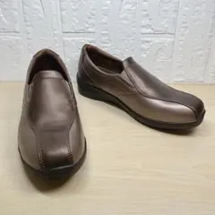 ムーンスター 幅広 4E スリッポン ブラウン 23.5cm EEEE