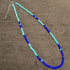 ターコイズ ブルー ビーズネックレス 50cm−55cm 4mmビーズ
