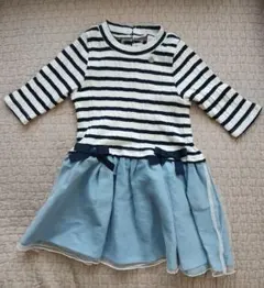 *petit main プティマイン　ストライプ半袖ワンピース 90　新品*