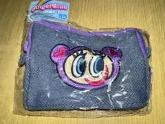 エンジェルブルー デニム風刺繍ポーチ ガチャ パープル
