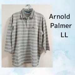 Arnold Palmer ポロシャツ LL 灰色ボーダー　七分袖のサムネイル