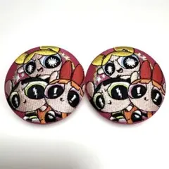 パワーパフ ガールズ 刺繍缶バッジビスケット 2点セット【新品】