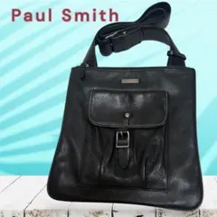 激レア‼︎【Paul Smith】黒 レザー ワンショルダー バッグ シボ革バック