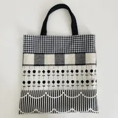 黒系花柄ミニトート ハンドメイド