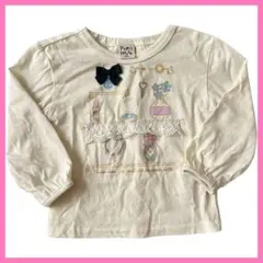ピューピルハウス コスメ柄長袖Tシャツ 90cm オフ白 ナルミヤ　ロンT