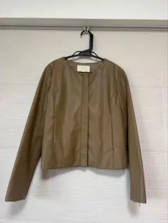 BEAMS HEART　フェイクレザー ジップブルゾン