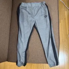 グレー/ブラック サイドストライプ ロングパンツ