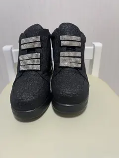 ブラック スパンコール ウェッジヒールスニーカー