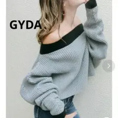 ジェイダ バイカラーケーブルニットトップス グレー クロップド丈 F