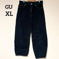 美品 GU バレルレッグジーンズ 丈標準 【XL】 ジーユー ジーンズ