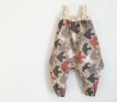 ベビー服　サロペット　ダイヤ柄　宝石柄　やや薄手 キャンバス地　85cm