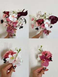 結婚式 造花ブーケ ブートニアセット