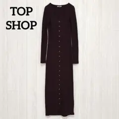 TOP SHOPリブマキシワンピース ロングニットワンピ S ブラウンのサムネイル