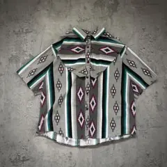 90s ヴィンテージ（XL）USA製＊ウエスタンシャツ＊大判ヨーク＊ネイティブ柄