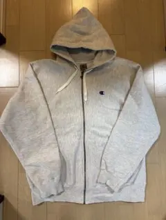 CHAMPION グレー フード付きパーカー XL リバースウィーブ