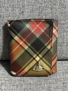 Vivienne Westwood チェック柄レザー二つ折り財布