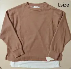 新品 マタニティ服 授乳機能付き 重ね着風ニット Ｌサイズ 長袖 レディース