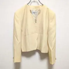 E1157 大きいサイズ　ノーカラージャケット　ヴィンテージ　ビジューボタン